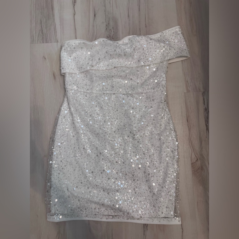 Lulu's White One Shoulder Dress - Picture 11 of 12